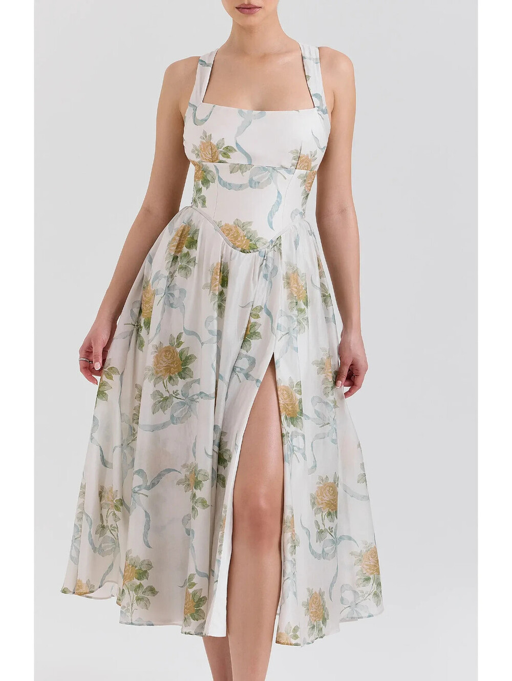 NEW, HOUSE OF CB Minerva Floral Print Chiffon Sundress in multi Sz XS #MD2524